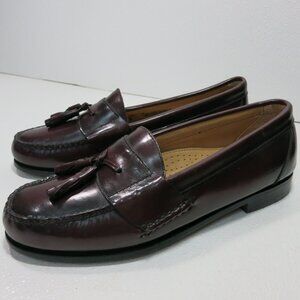 Bass Harrison II Oil Tanned Strap Leather Tassel Dress Loafers Men's Footwear 10